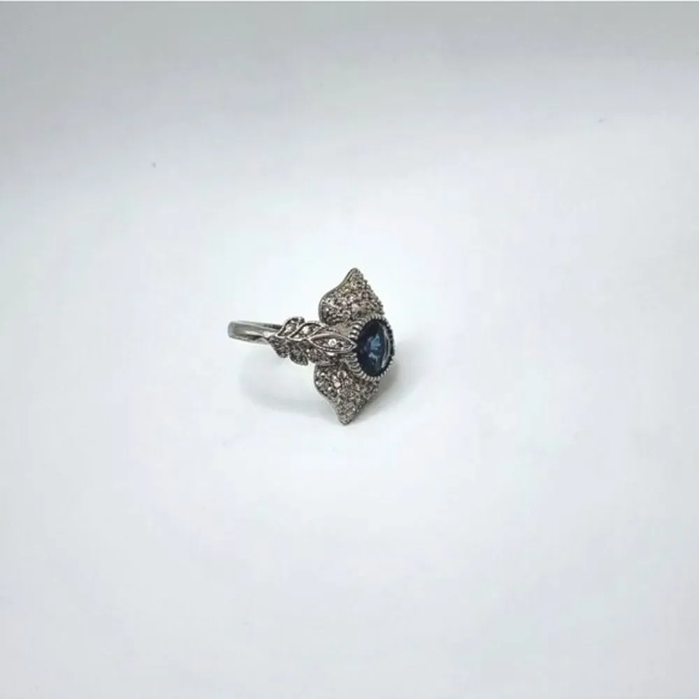 Art deco Silver Sapphire Ring